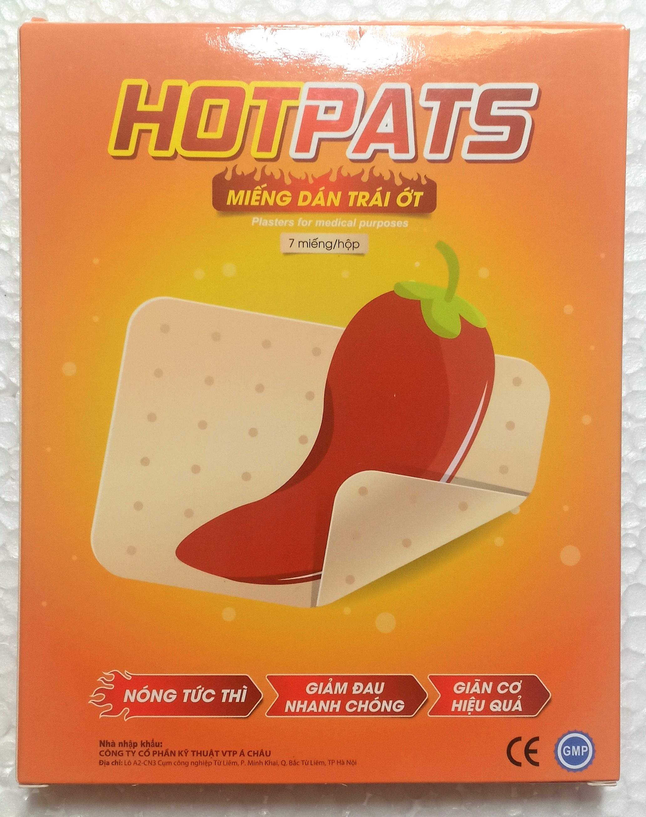 [HCM]Miếng dán trái ớt Hotpats - hộp 7 miếng- Nóng tức thì giảm đau nhanh chóng giãn cơ hiệu quả