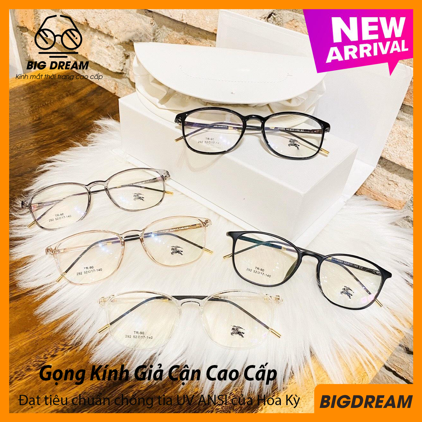 Mắt kính giả cận nam nữ cao cấp gọng dẻo BDBBR292 - Gọng kính cận không độ Hàn Quốc