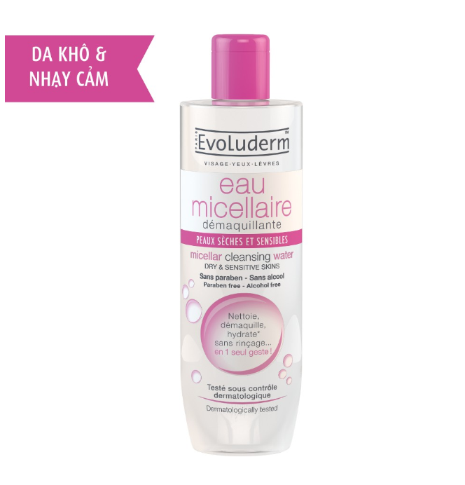 Nước tẩy trang cho da khô,thường,nhạy cảm evoluderm 250ml/500ml