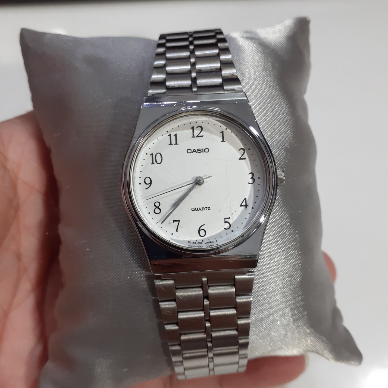 Đồng hồ si Nhật dây thép casio nam tay nhỏ size 33mm second hand