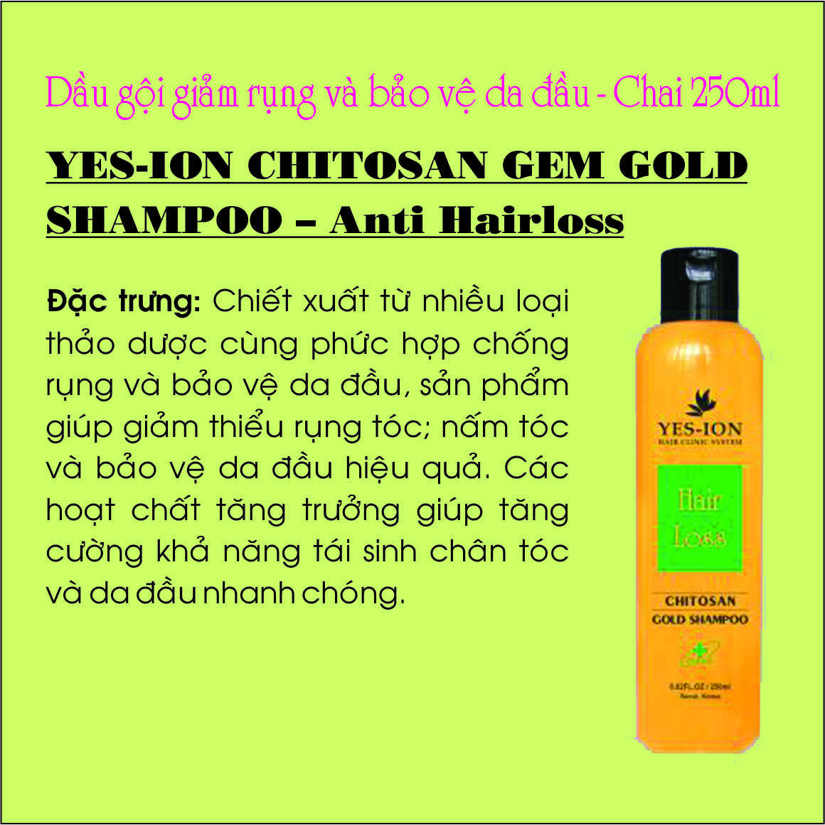 [HCM]DẦU GỘI CHỐNG RỤNG TÓC VÀ BẢO VỆ DA ĐẦU GEM GOLD SHAMPOO 250ML - GGSAH250