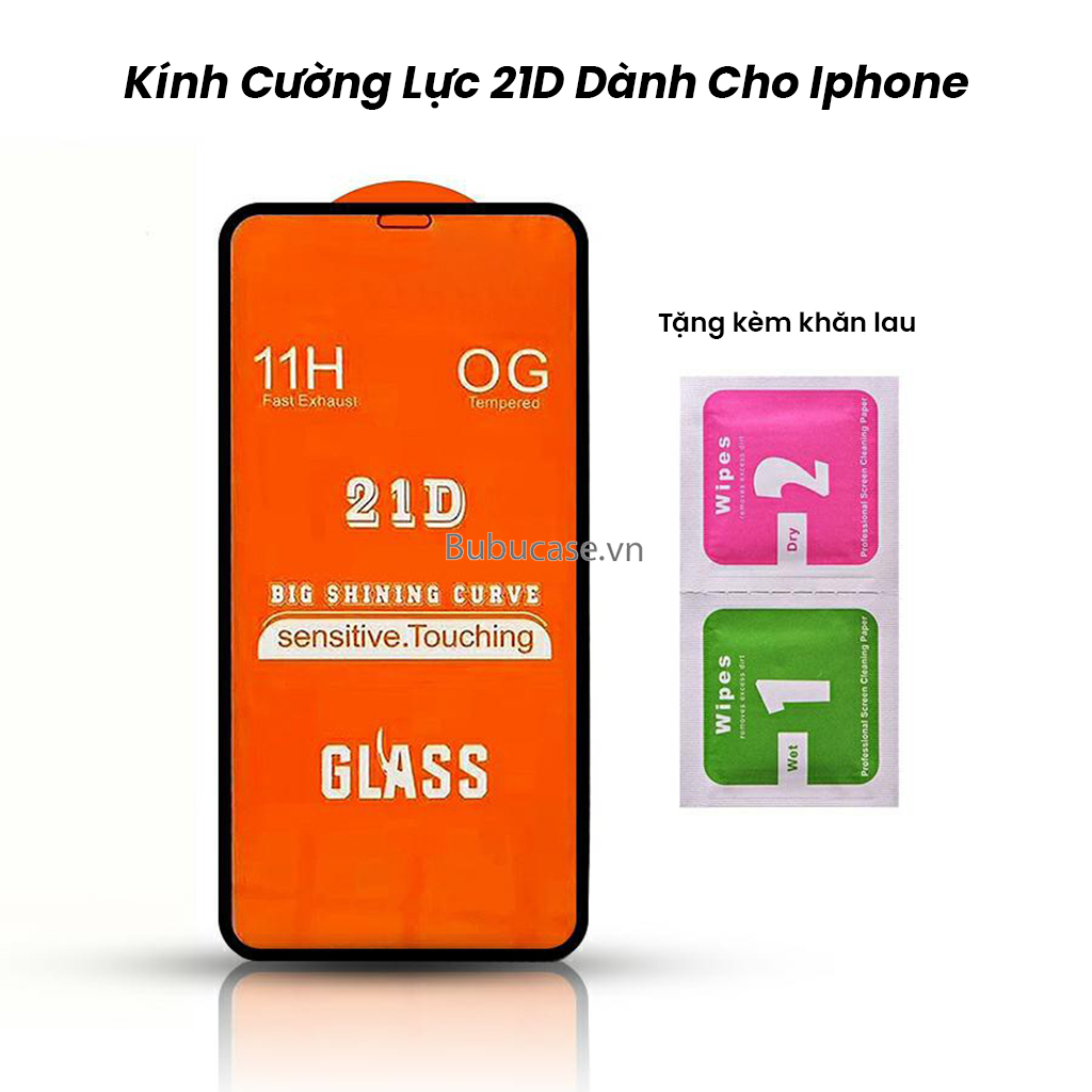Kính cường lực 21d dành cho iphone full màn hình cảm ứng mượt mà