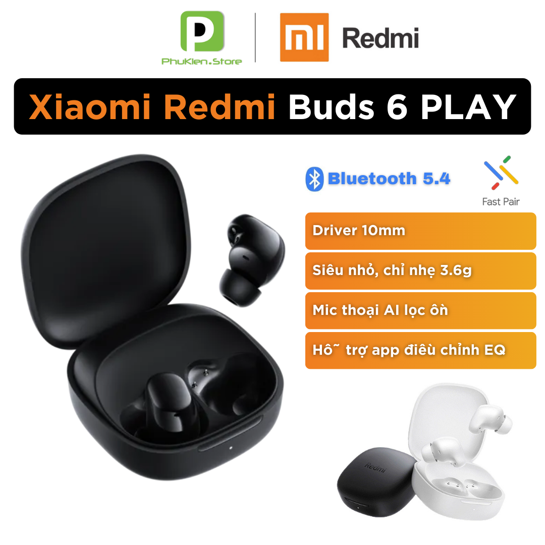 [BH 6 th] Tai nghe Bluetooth 5.4 chính hãng Xiaomi Redmi Buds 6 Play | siêu nhỏ đeo ngủ