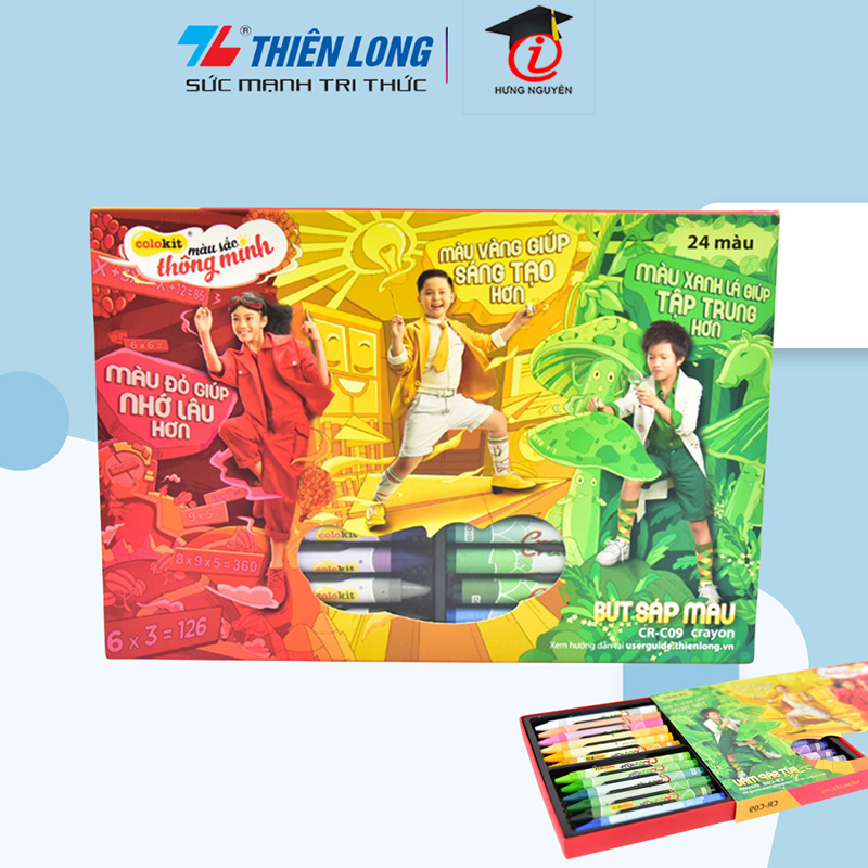 Sáp 24 màu thiên long colokit cr-c09 crayon hộp giấy