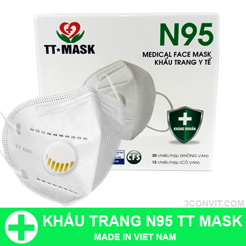 Hộp 15 khẩu trang 3d kèm van lọc khí tt mask tiêu chuẩn n95
