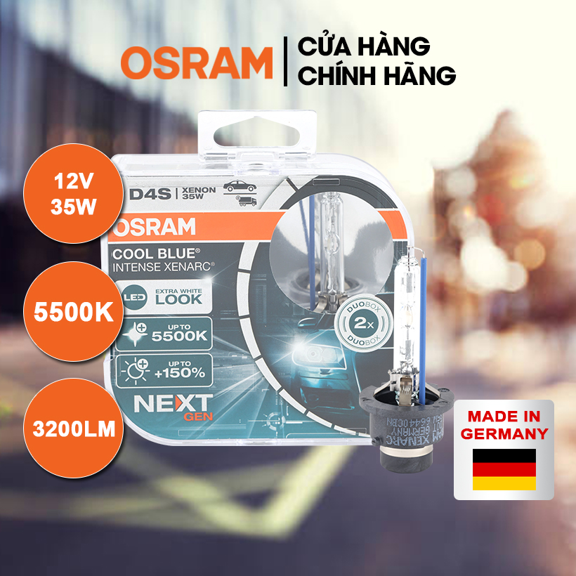 Combo 2 Bóng Đèn Xenon Pha/Cos HID (Next Gen) OSRAM Cool Blue Intense Dùng Cho Xe Ô Tô Xe Hơi Chân D4S 12V 35W 66440CBN - 5500K 3200LM Thủy tinh Giá 4,574,000 Đồng*Miễn phí vận chuyển