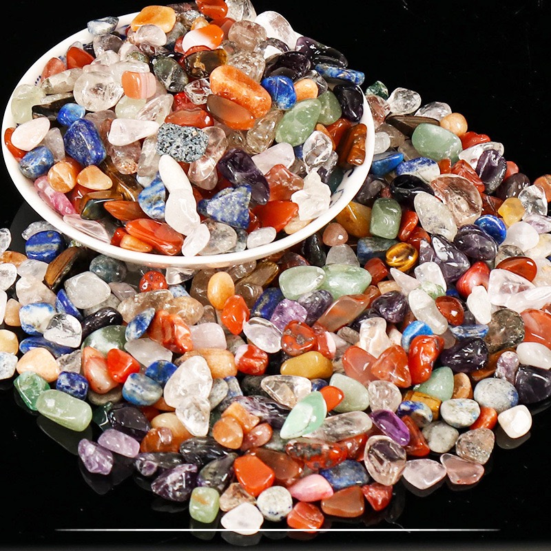 0.5kg Đá nhiều màu bằng thạch anh tự nhiên 100%, Vụn đá thạch anh phong thuỷ thanh tẩy bài tarot, trang trí phòng, bàn làm việc, bể cá, chậu cây cảnh