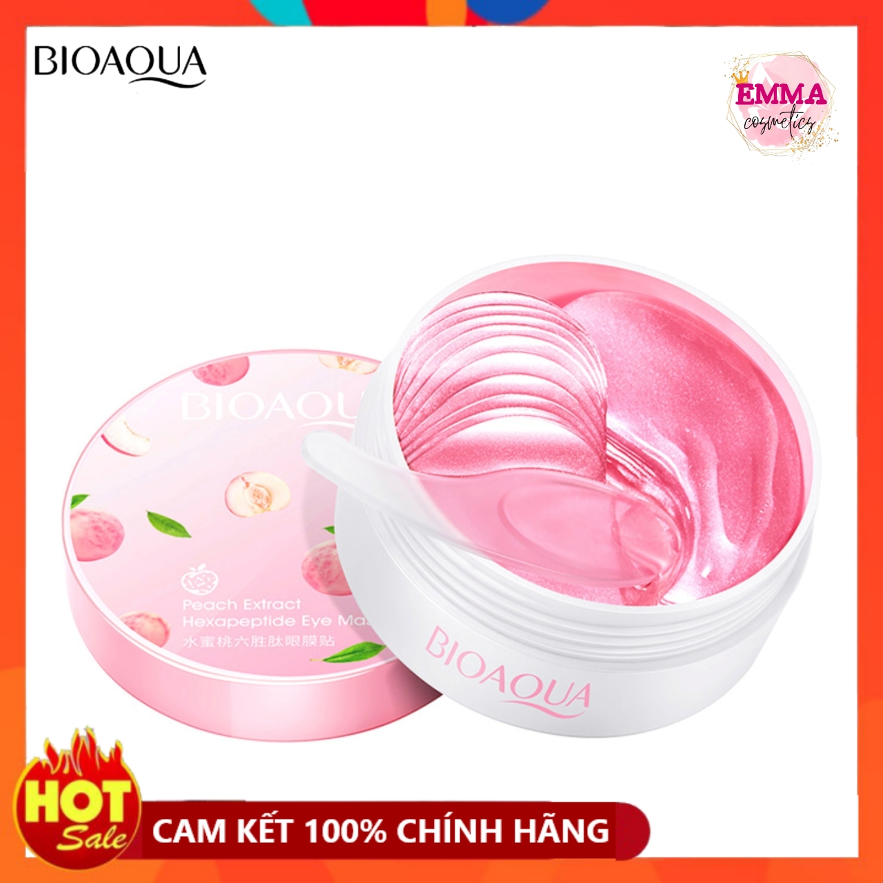 Mặt nạ mắt bioaqua đào hộp hồng dưỡng ẩm giảm thâm mắt 60 miếng