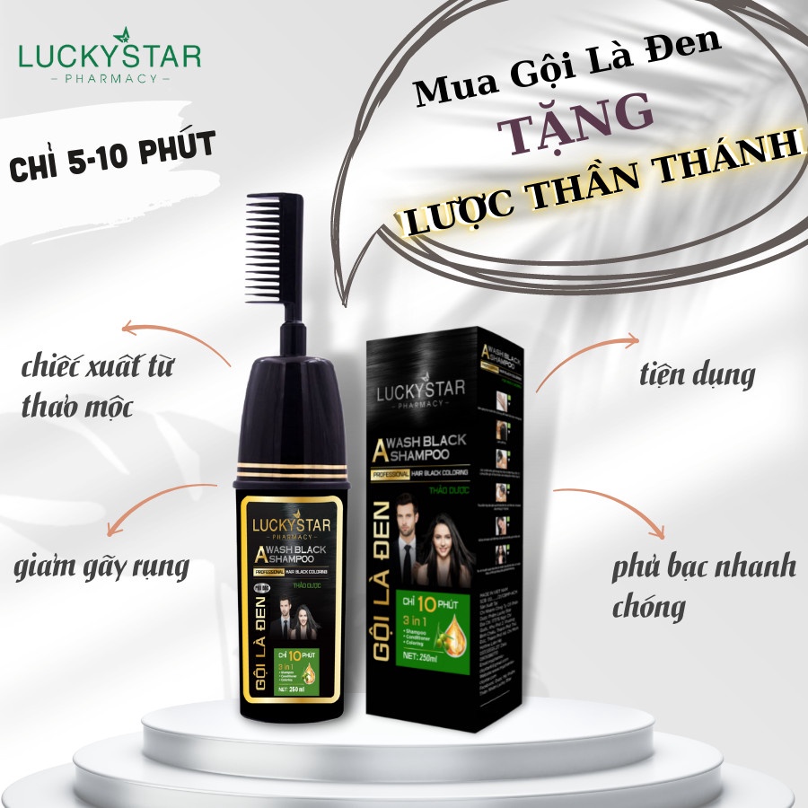 Gội là đen thảo dược cao cấp kèm lược 250ml - lucky star
