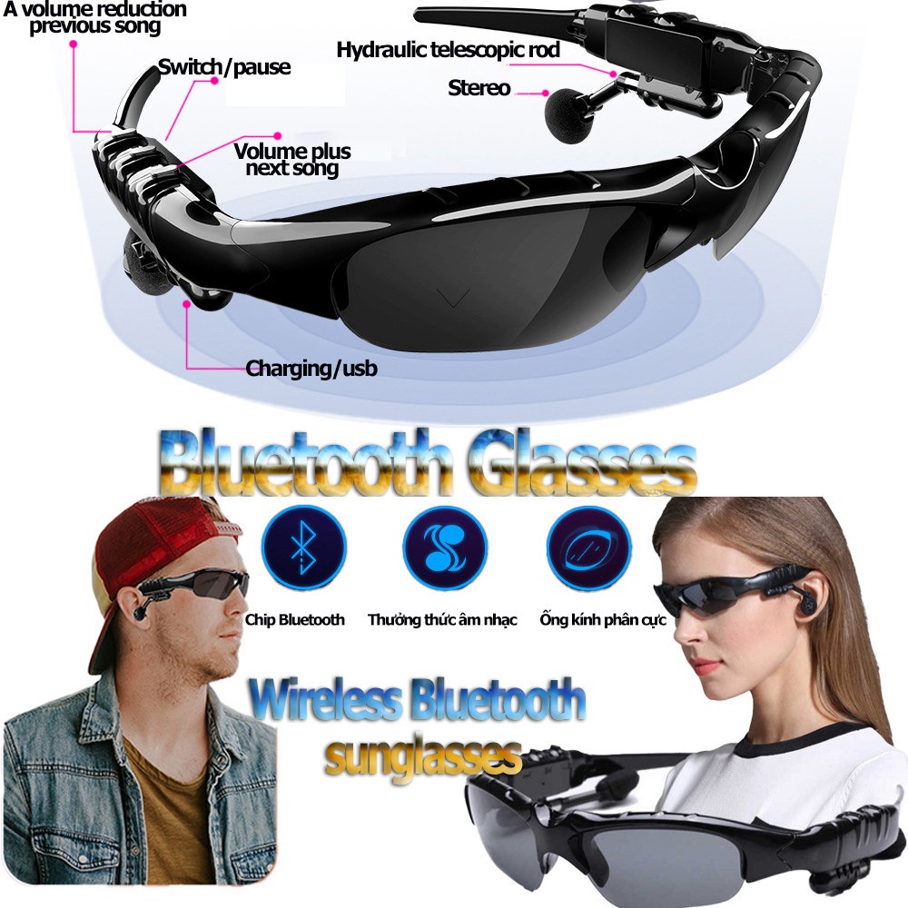 Lazmall săn sale kính mắt thông minh kiêm tai nghe bluetooth thông minh mắt kính có blutooth- nghe gọi,nghe nhạc cực hay kính mát thông minh kèm bluetooth nghe nhạc, gọi điện sunglasses đi xe máy, xe đạp, ô tô