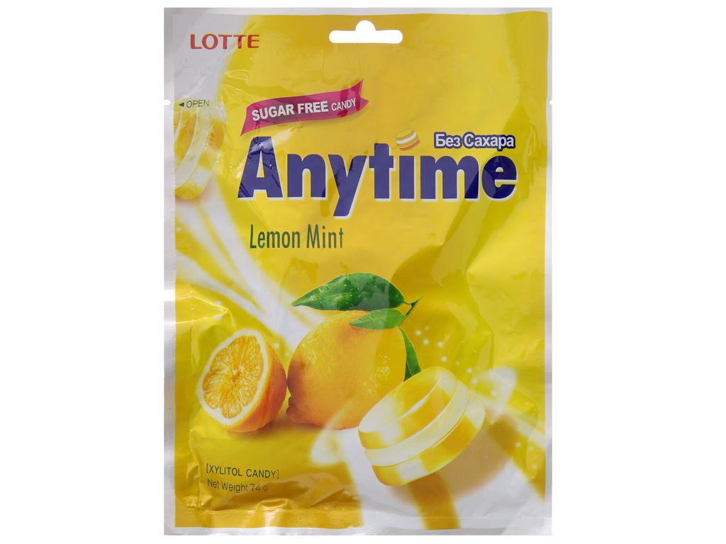 Kẹo Ngậm Hàn Quốc Không Đường Hương Chanh Lotte Anytime Xylitol Lemon Mint