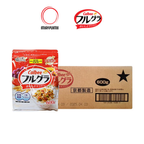 Thùng 6 gói Ngũ cốc đỏ Calbee trái cây dinh dưỡng Nhật Bản 600g Date T4/2025