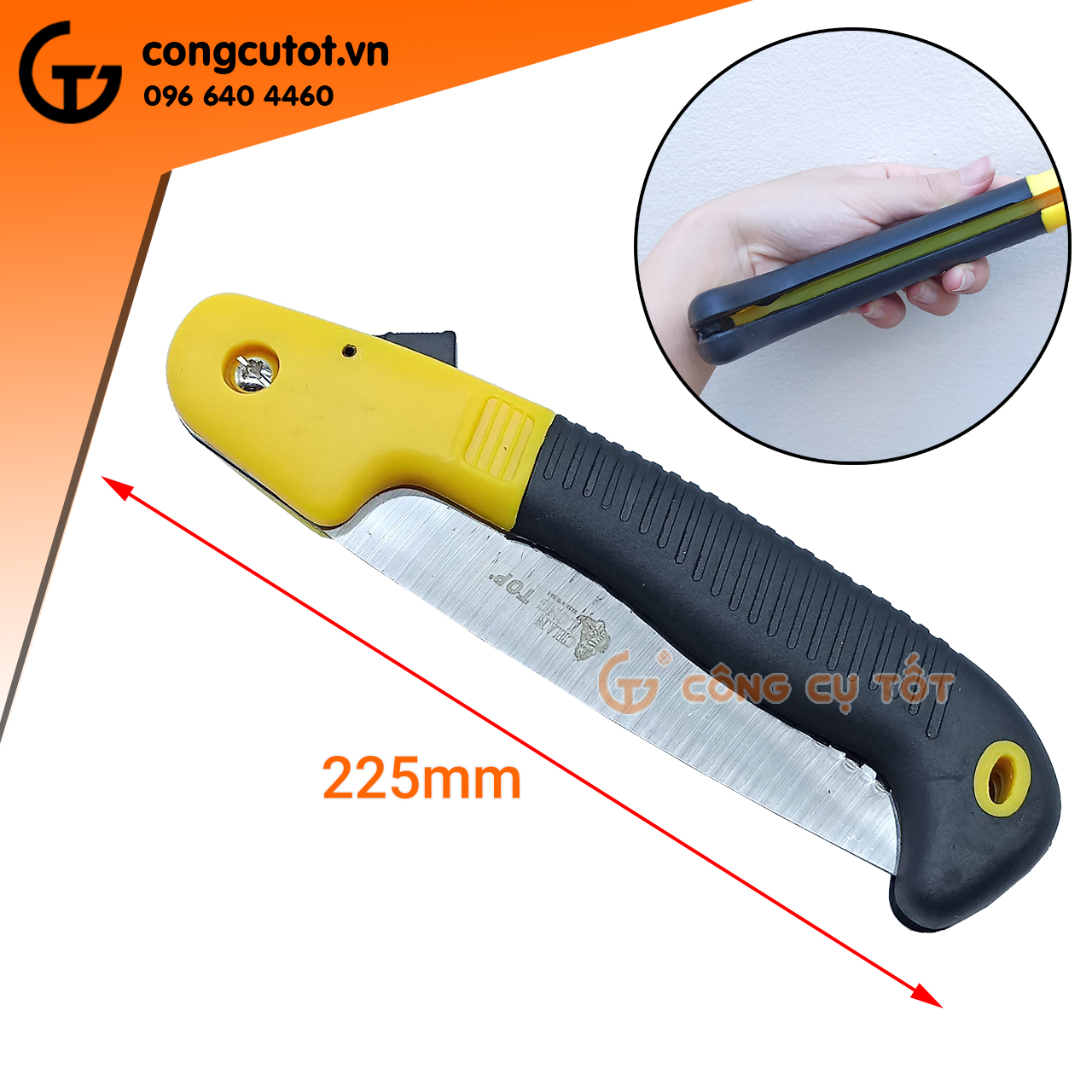 Cưa gỗ cầm tay dạng gấp cán nhựa 210mm