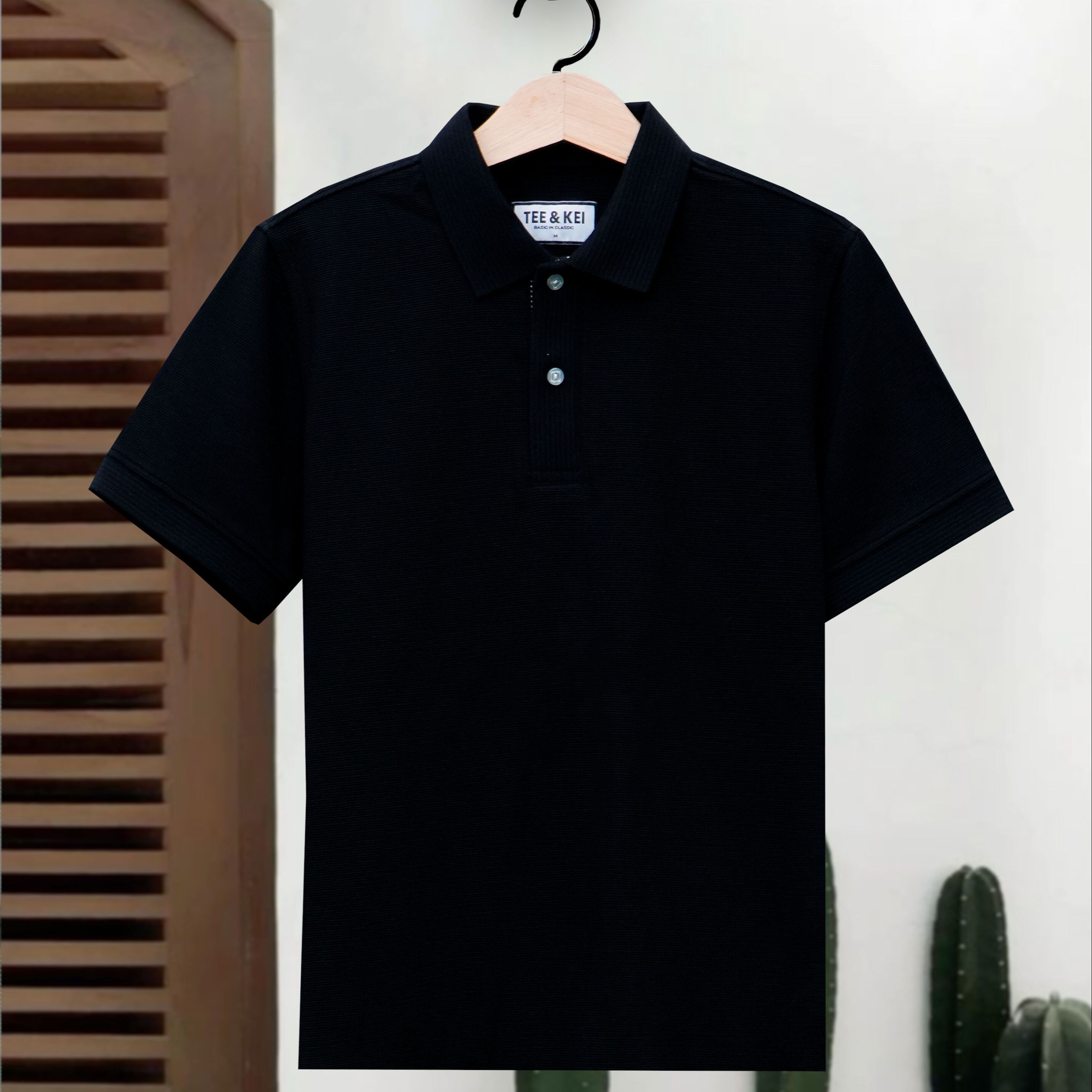 TEE & KEI  - Áo Polo Cá Sấu Cotton 100% cổ sọc - Phong Cách & Sang Trọng