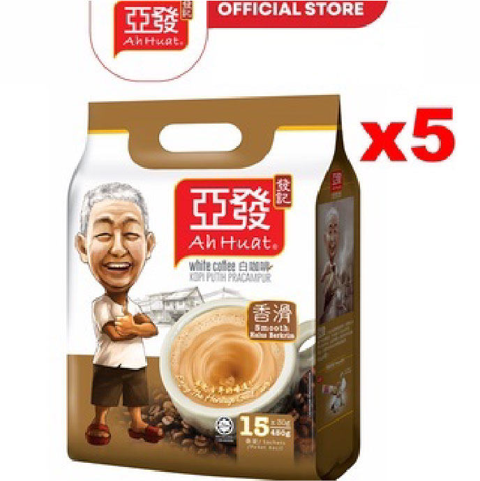 [5 gói][Date 10/2023] Cà phê trắng hòa tan 3 in 1 Ah Huat White Coffee Malaysia - Smooth