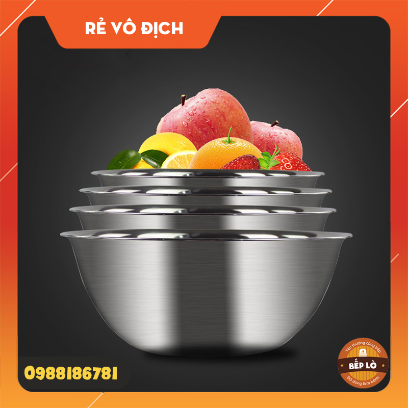 Tô trộn bột thau trộn bột bằng thép không gỉ 20cm 22cm 24cm 26cm chất lượng cao