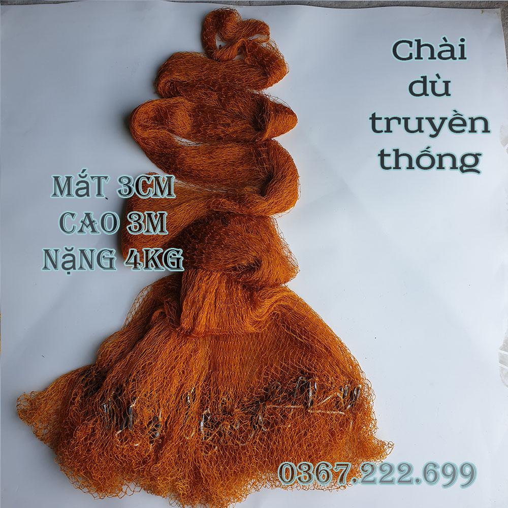 chài cá, chài dù bắt cá kiểu truyền thống chì tay mắt 3cm cao 3m0 nặng 4kg