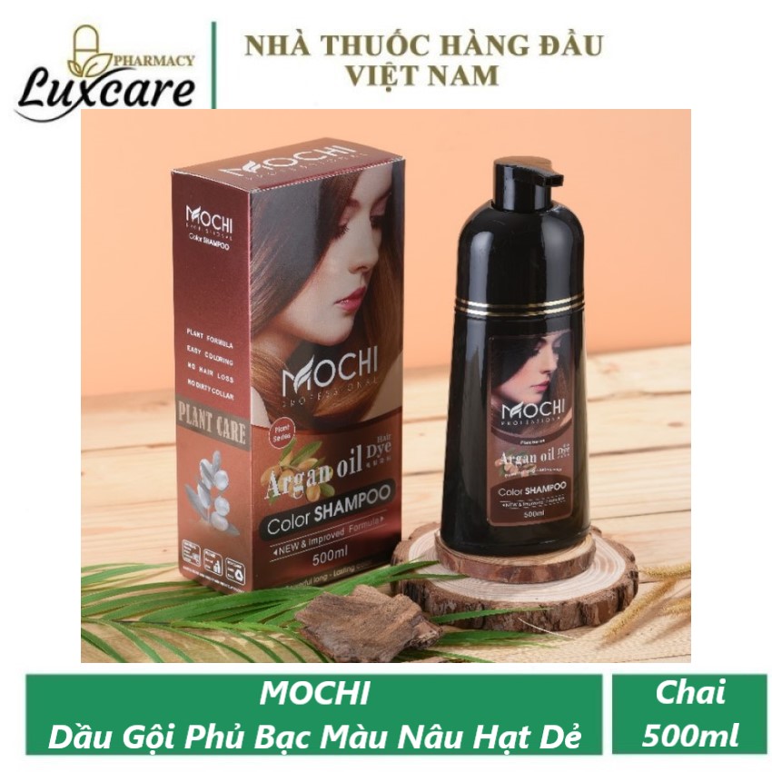 [HCM]Dầu Gội Phủ Bạc Mochi - Màu Nâu Hạt Dẻ - Chai 500m - Luxcare
