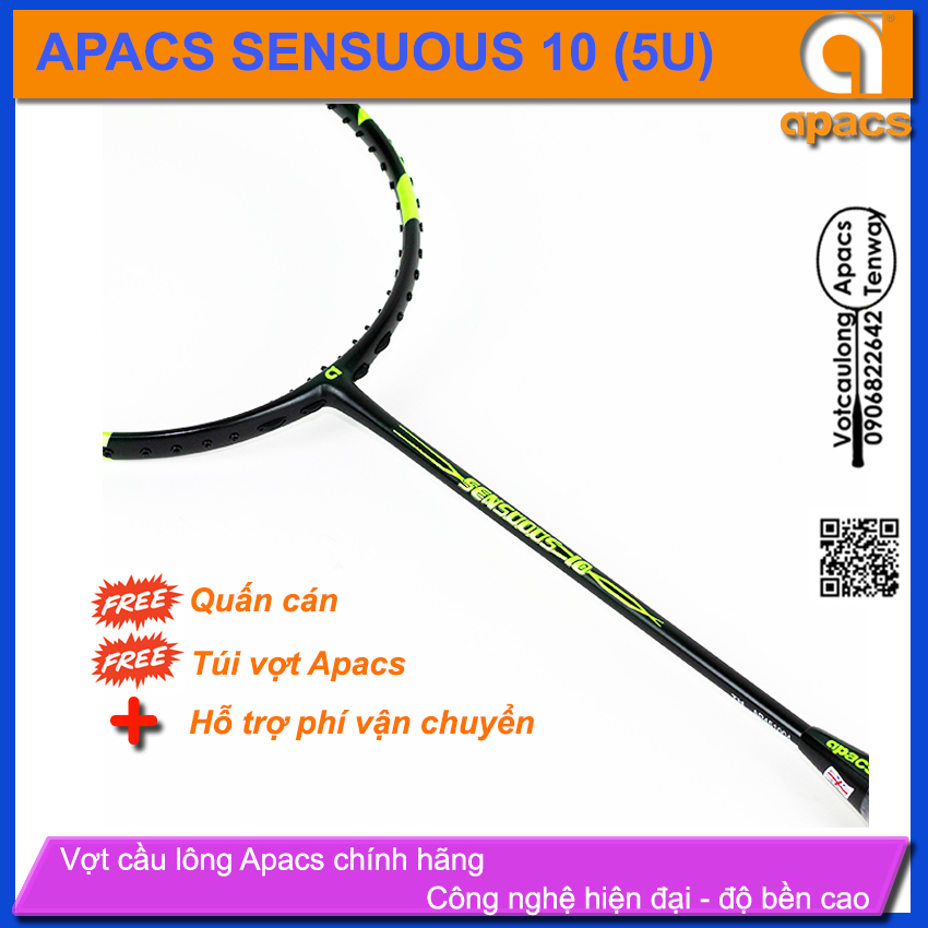 Vợt cầu lông Apacs Sensuous 10 | Nước sơn nhám mạnh mẽ không chỉ ở hình thức | phiếu BH chính hãng