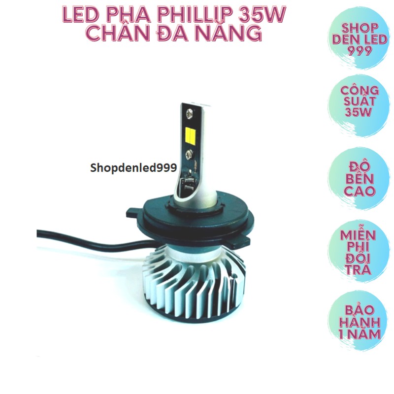 Đèn led pha phillip 35w sáng mạnh chân đa năng có quạt tản nhiệt cos vàng pha trắng