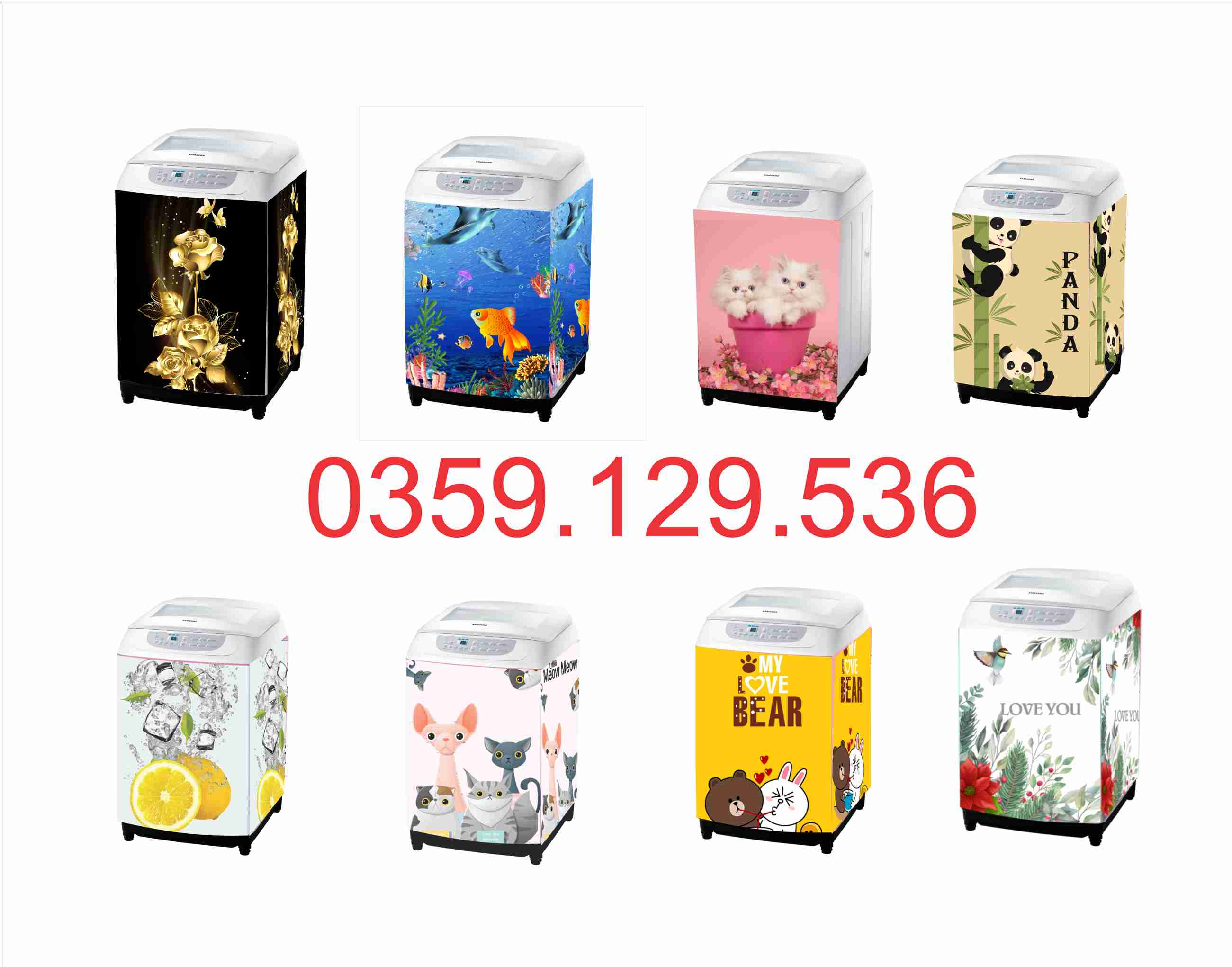 Sỉ - lẻ Miếng dán MÁY GIẶT - TỦ LẠNH MINI 3D (miếng dán decal cao cấp siêu bền) có kèm lưỡi dao cắt