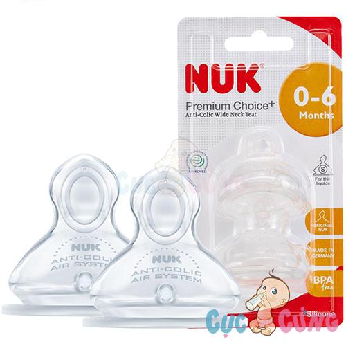 Ty bình sữa Nuk cổ rộng Silicone size 1S - 2 cái/vỹ NU66055 - num vu thay binh sua