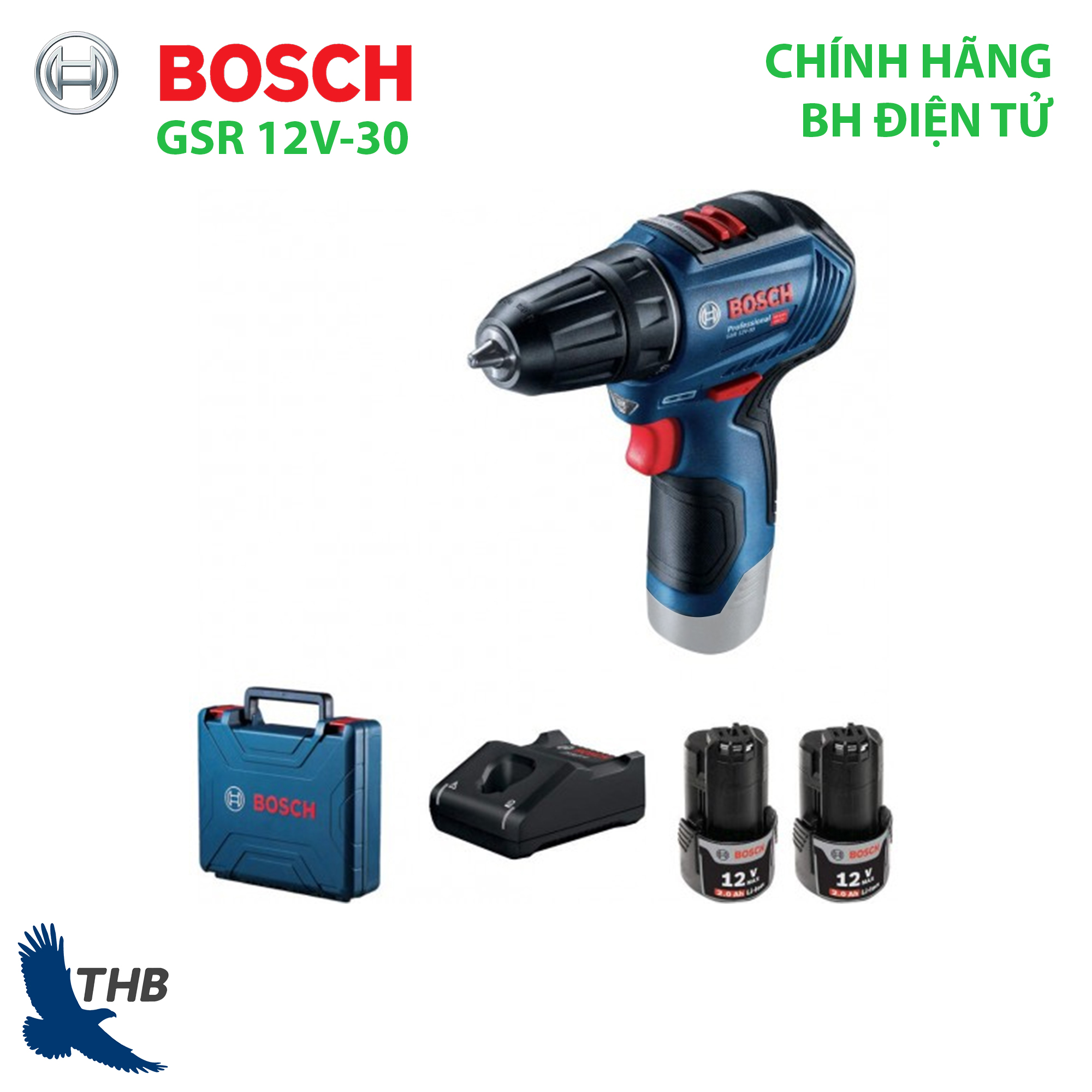 Máy khoan/ bắt vít dùng pin Bosch GSR 12V-30 Nhiều tính năng nổi bật kết quả chính xác Động cơ không chổi than
