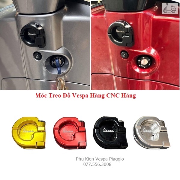 Móc Treo đồ Vespa CNC Nhôm Nguyên Khối Cao Cấp ( 2 Lỗ bắt ốc )
