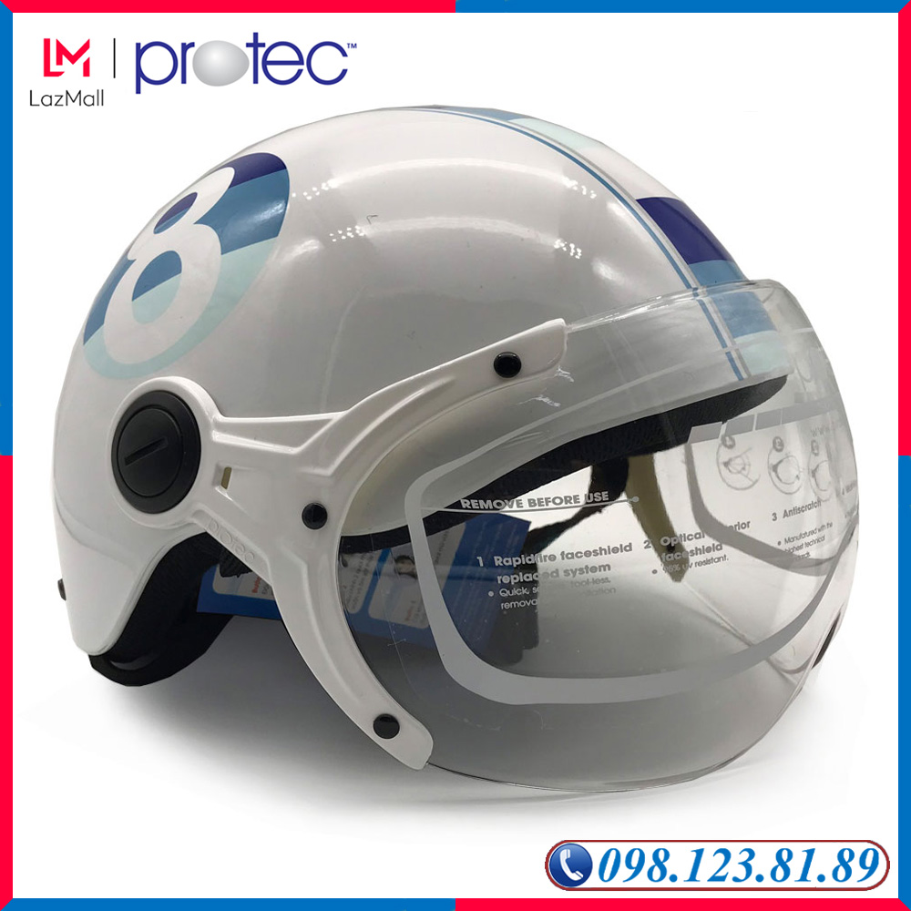 Mũ  Bảo Hiểm 1/2 Đầu Có Kính Cao Cấp Protec Hiway, Mẫu Mới, An Toàn, Thời Trang - PROTEC HELMET