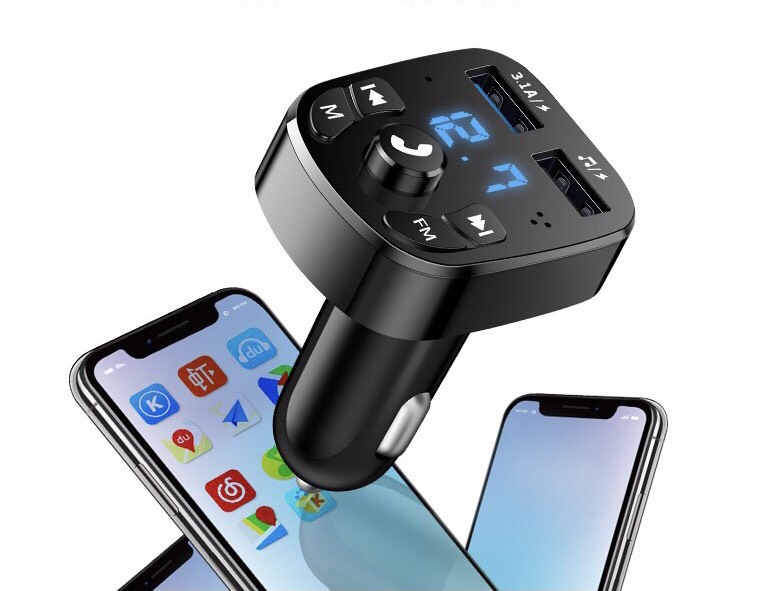 Đầu Tẩu cắm trên ô tô. Máy Phát FM Bluetooth Không Dây Cho Xe Hơi Máy Nghe Nhạc MP3, Bộ Chuyển Đổi Sạc Nhanh Cho Xe Hơi 2 USB
