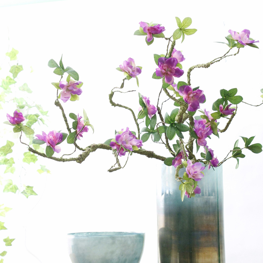 Hoa giả - cành hoa đỗ quyên dài 90cm - decor trang trí nhà cửa