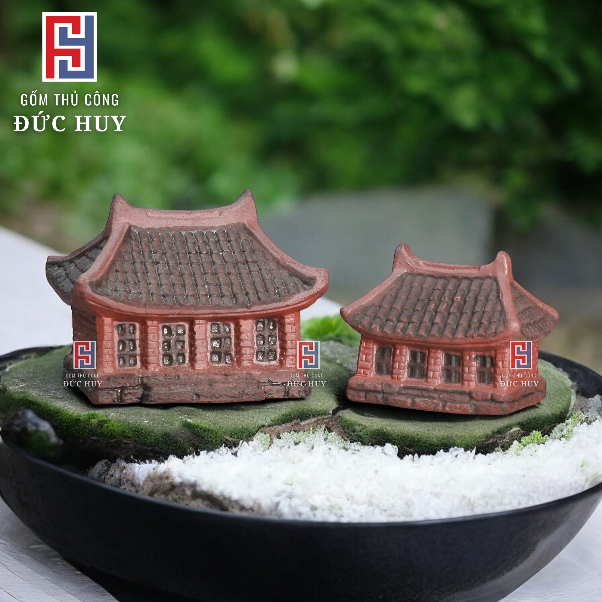 Mô hình gốm Nhà cổ mini trang trí hòn non bộ - trang trí bể cá - chậu cây bonsai