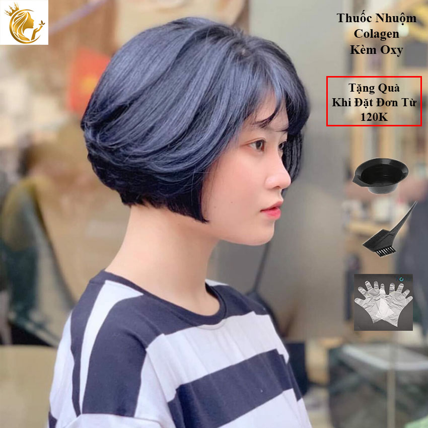 Thuốc nhuộm tóc màu xanh blu kèm oxy