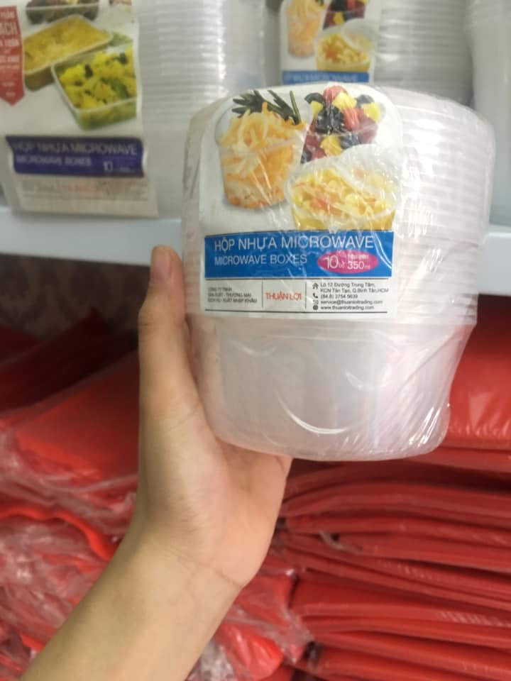 Set 10 Hộp nhựa Microwave tròn 350ml
