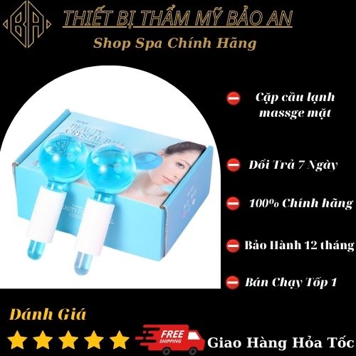 Cặp cầu lạnh masa mặt đẩy sâu tinh chất thư giãn da mặt quả cầu lạnh massage