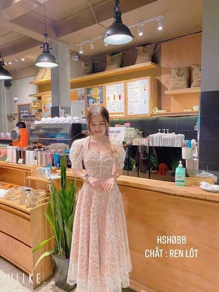 Đầm xòe ren 2 lớp dài
