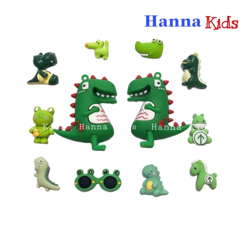 Bộ Charm Jibbitz Sticker Vip Khủng Long gắn dép sục Cross cho bé trai bé