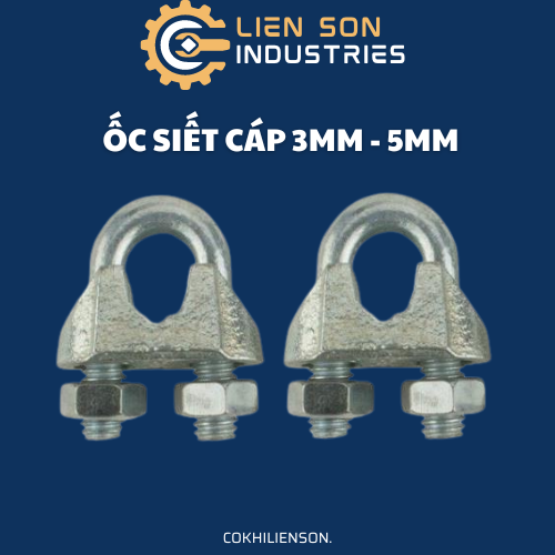 Ốc siết cáp mạ kẽm, khóa cáp, cóc siết cáp, kẹp cáp chữ U từ 3mm, 5mm, 6mm, 8mm, 10mm, 12mm