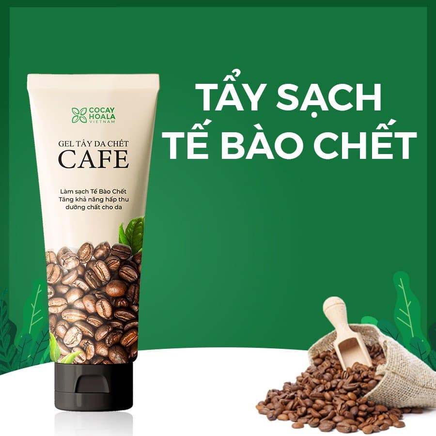 Kem tẩy da chết Cỏ Cây Hoa Lá dành cho mặt chiết xuất cà phê thu nhỏ lỗ