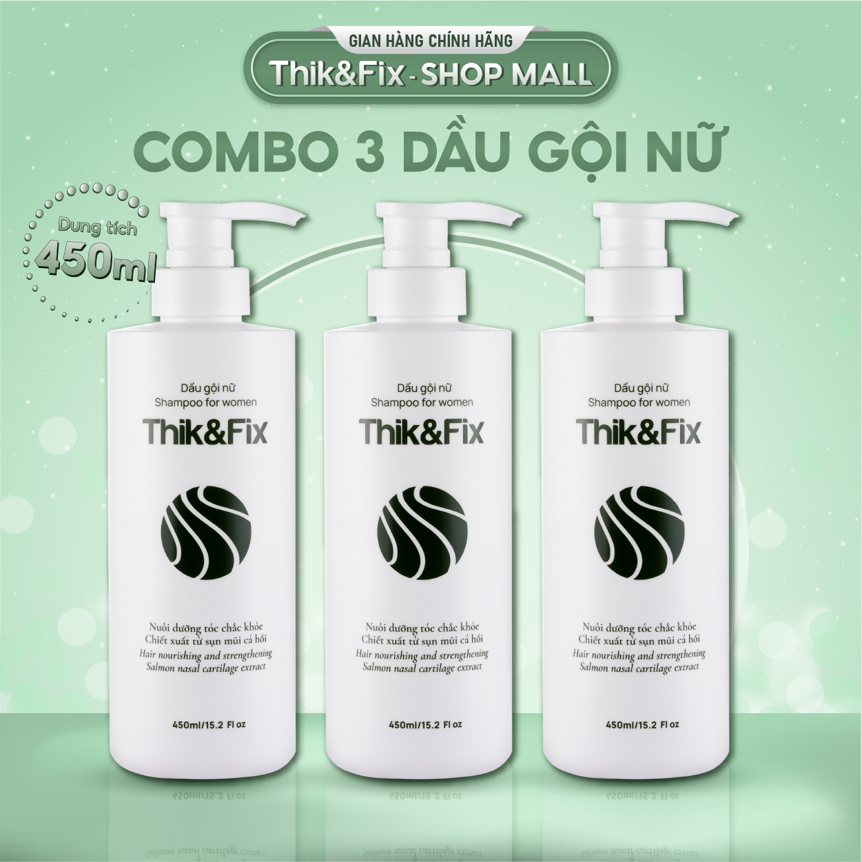 Combo 3 dầu gội Thik&Fix kích thích mọc tóc thảo dược dành cho Nữ
