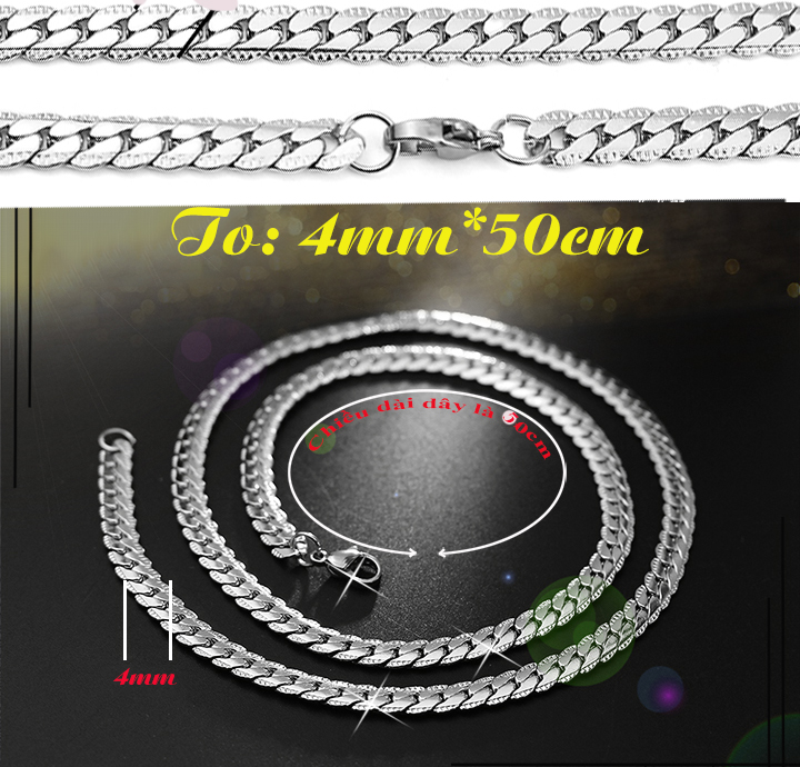 [HCM]Dây chuyên inox kiêu lăc khit 4mm cham chiêu 2 bên đep không đen chuân thời trang phù hơp cho cả nam và nữ