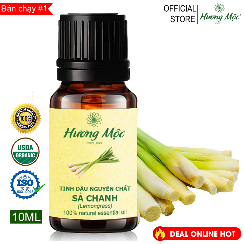 Tinh dầu Sả Chanh Hương Mộc 10ML | Lemongrass Essential Oil 10ML - Tinh dầu đuổi muỗi - Chất lượng cao, có kiểm định