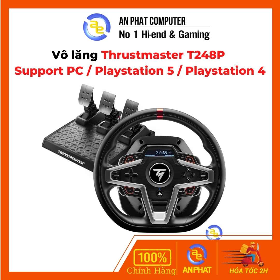 Vô lăng chơi game thrustmaster t248p / phản hồi lực ffb / 900 độ - support pc / playstation 5 / playstation 4 đã kèm pedal t3pm kim loại