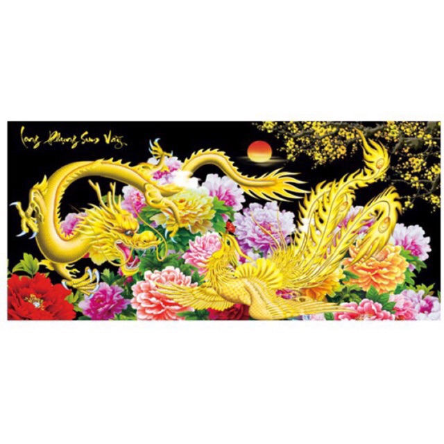 Tranh đính đá long phụng sum vầy lv240