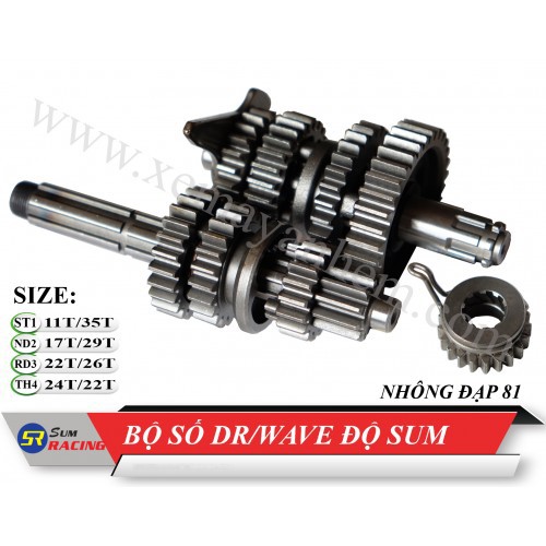 Bộ số đấu dream / wave chính hãng sum racing + nhông dò đạp