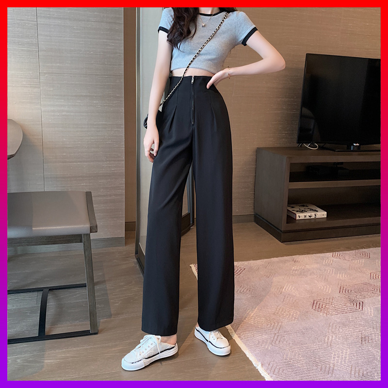 Quần Ống Rộng Lưng Cao dây kéo giữa chất Tuyết Mưa Chống Nhăn - NHShop