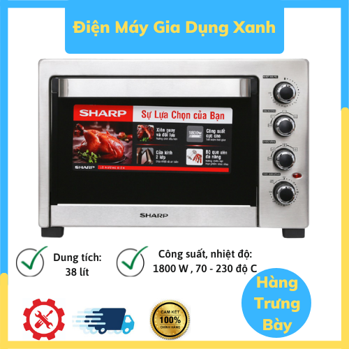 Lò nướng Sharp EO-A384RCSV-ST 38lít TRƯNG BÀY MỚI 97-99% Nướng gà nguyên con 1.5 kg trở xuống Nướng thực phẩm
