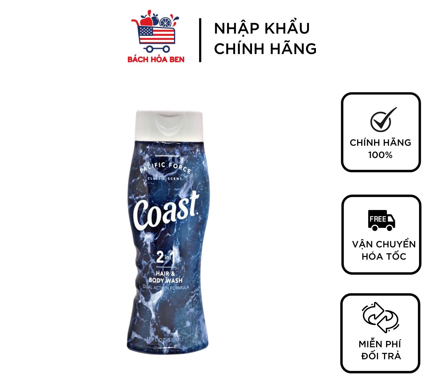 💦sữa tắm-gội toàn thân coast mỹ - 532ml/946ml💦