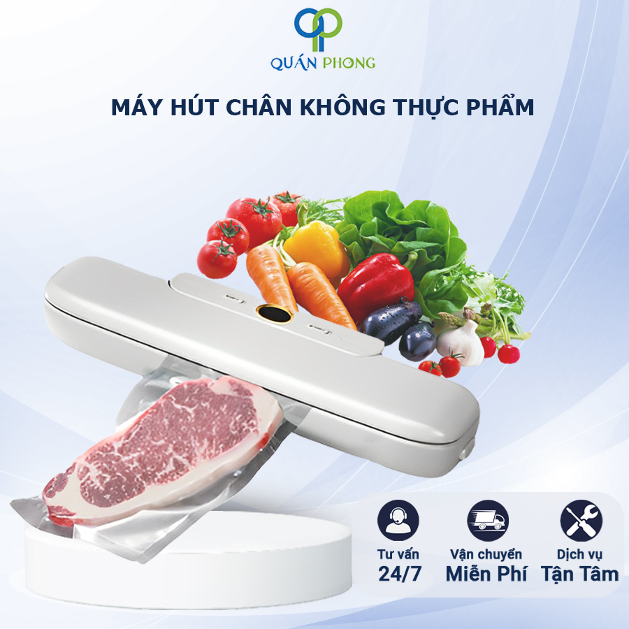 Máy hút chân không thực phẩm, lực hút mạnh, máy hàn miệng túi bảo quản thực phẩm, nhỏ gọn tiện lợi