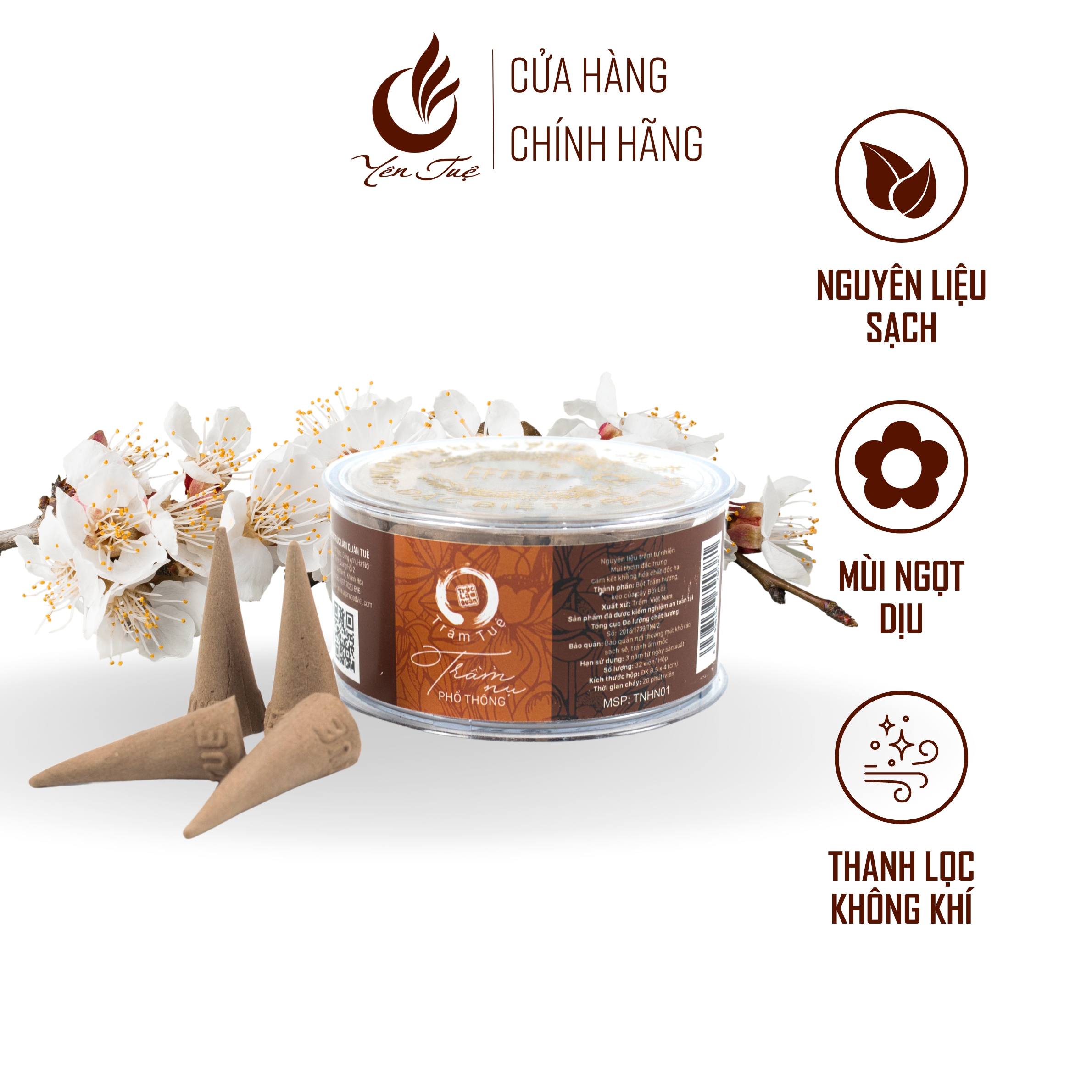 Nụ trầm Trầm Tuệ hộp 32 nụ dùng được cho thác khói giúp giải tỏa căng thẳng